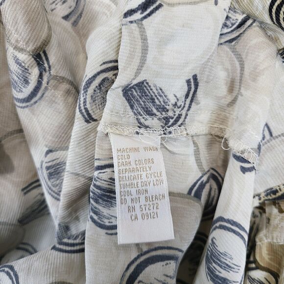 Perry Ellis Button Up 100% Silk Shirt Men M Geo Print Tan Short Sleeve Casual - Picture 8 of 9